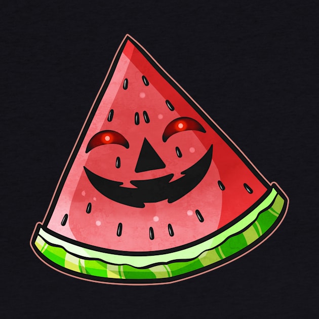 Evil Jack O Lantern Face in Watermelon Halloween by SinBle